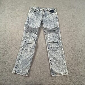 Steve's Jeans Jeans Youth 32x27 Blue Acid Wash Biker Moto Stretch Denim